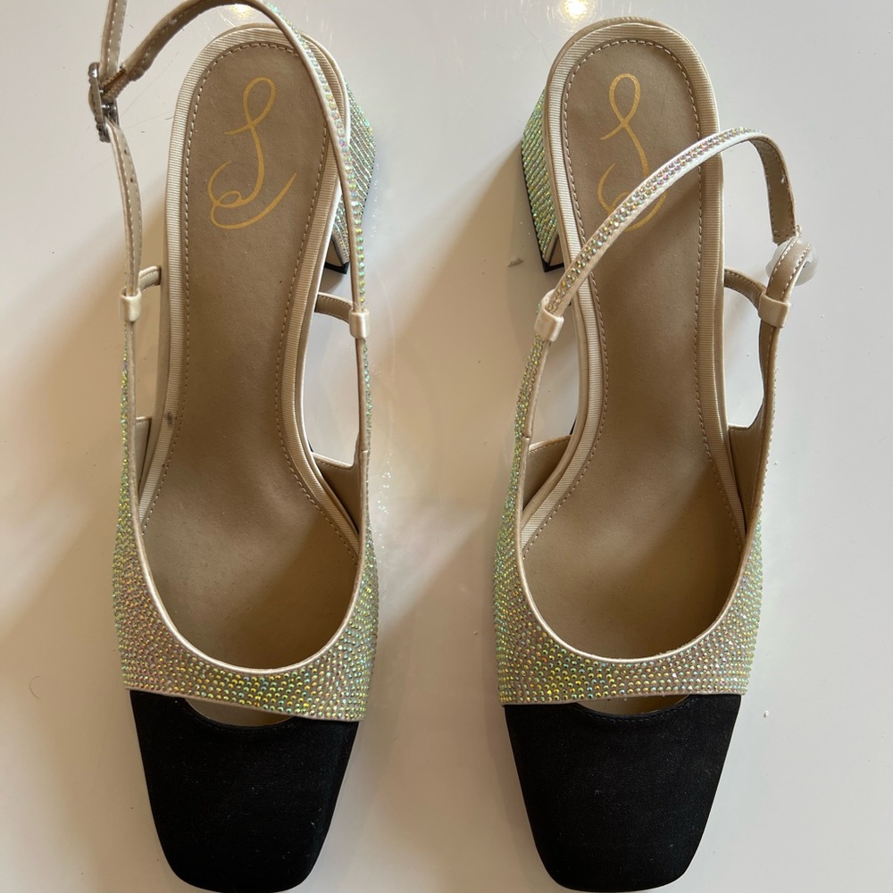 Sam Edelman Black and Cream Slingback Heels